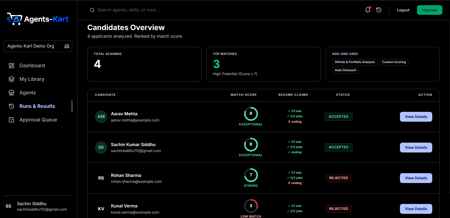 Resume-Screener Agent screenshot