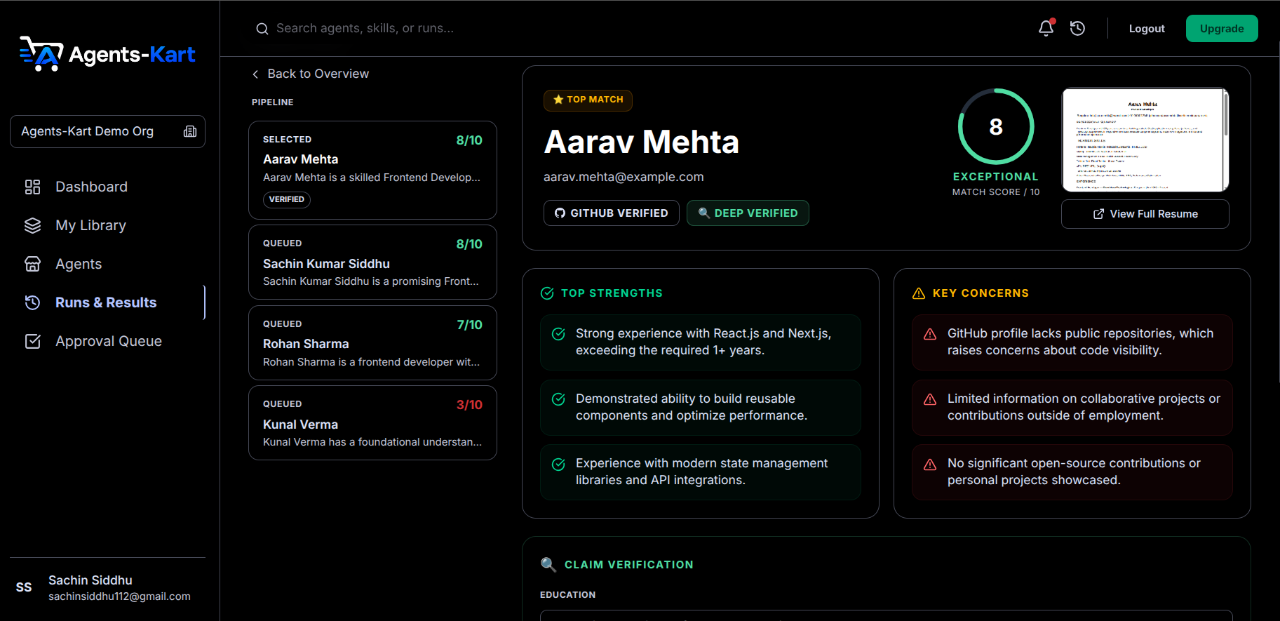 Resume-Screener Agent screenshot