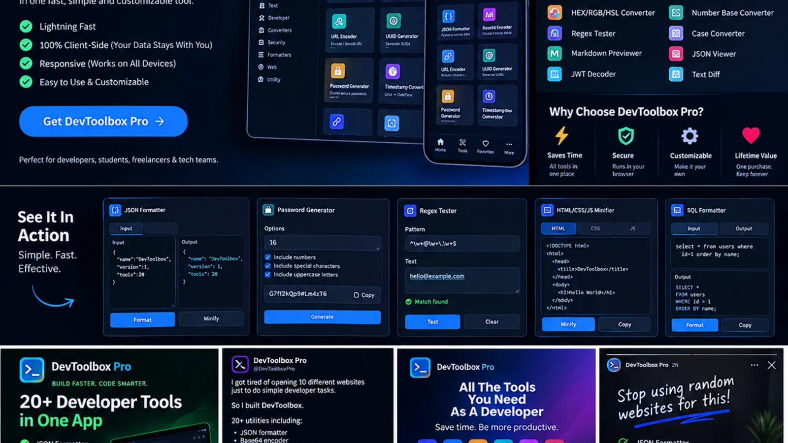 DevToolbox Pro — 20+ Developer Tools Web App Source Code