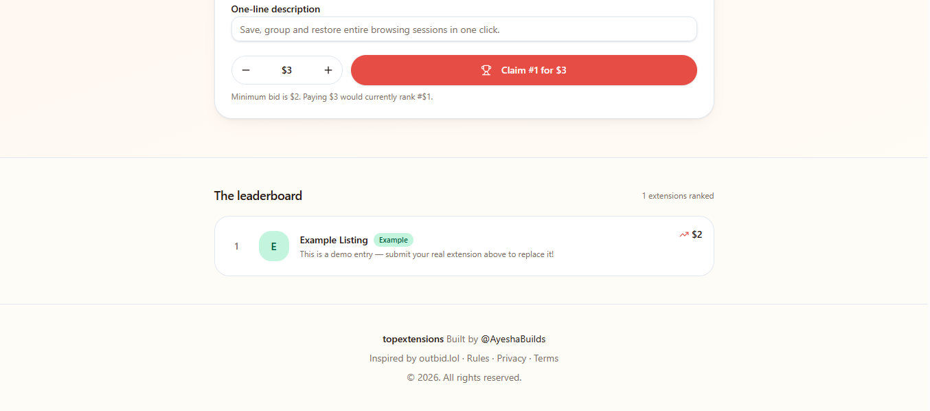 TopExtension screenshot